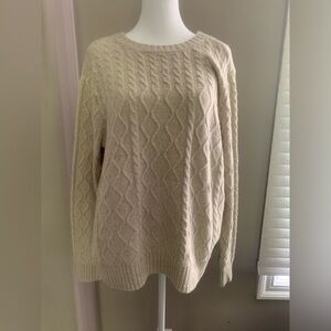 St John’s Bay Petite Large Cable Knit Cream Sweater Preloved